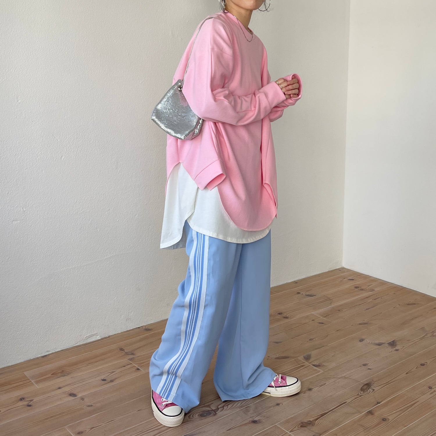 asymmetry design sweat / baby pink
