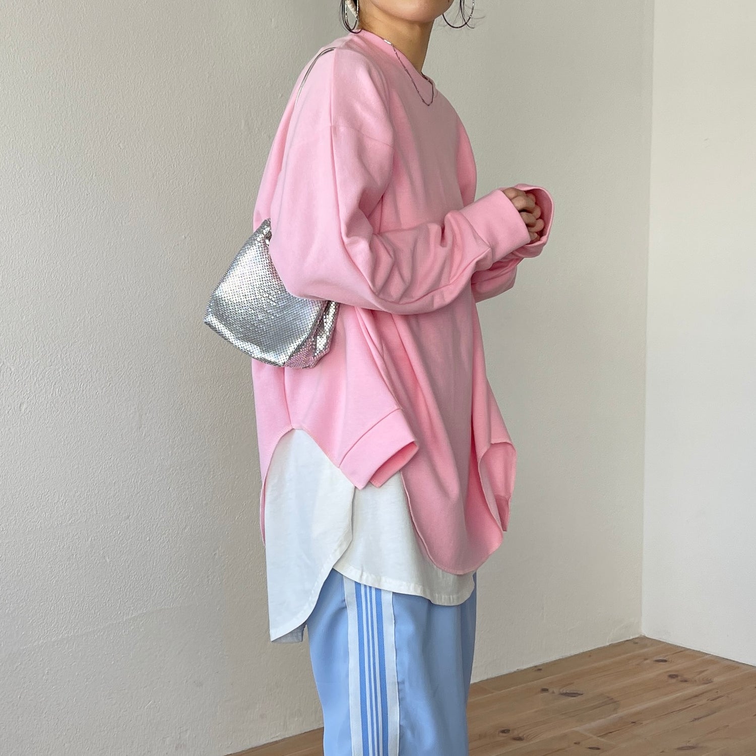 asymmetry design sweat / baby pink