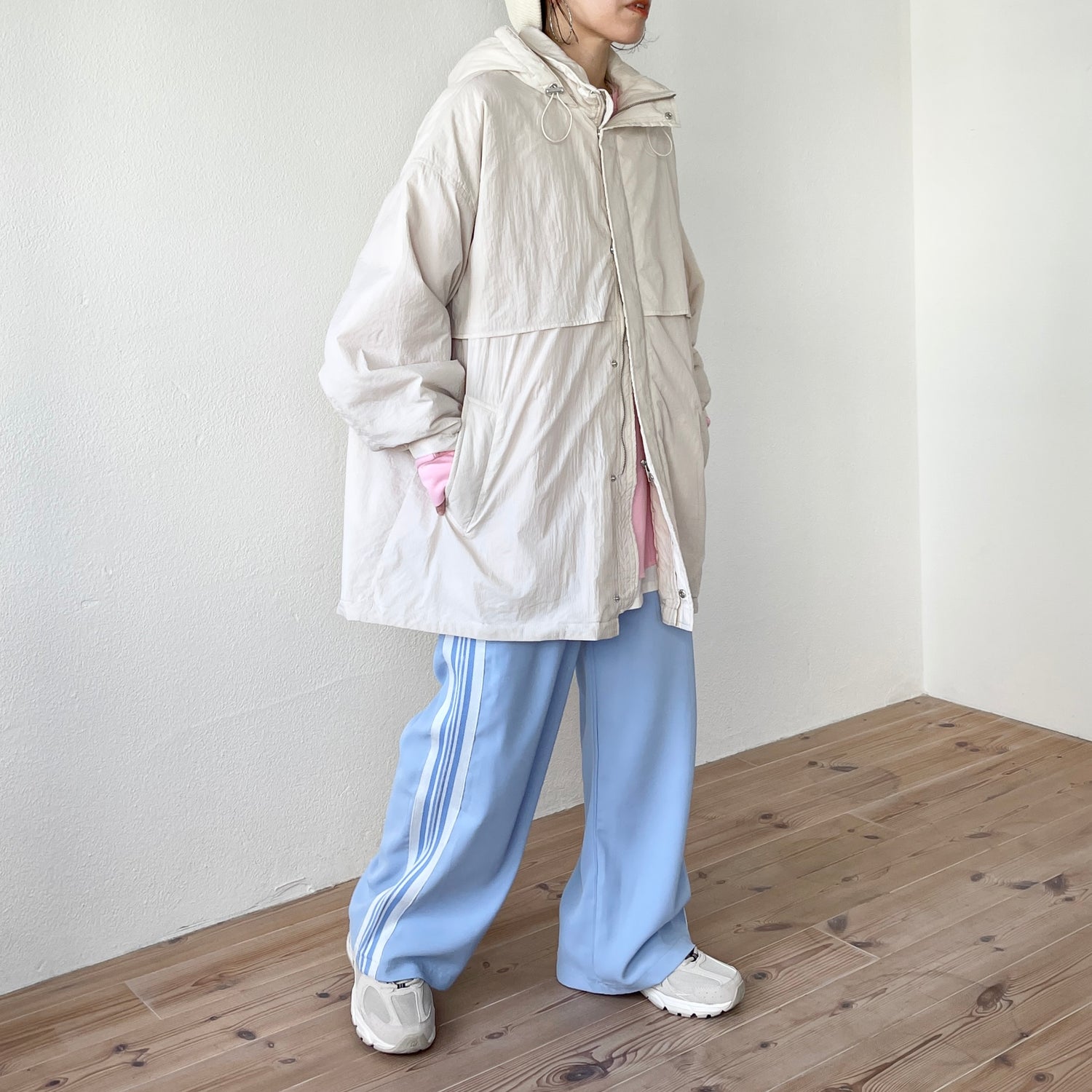 nylon foodie mods coat / ivory