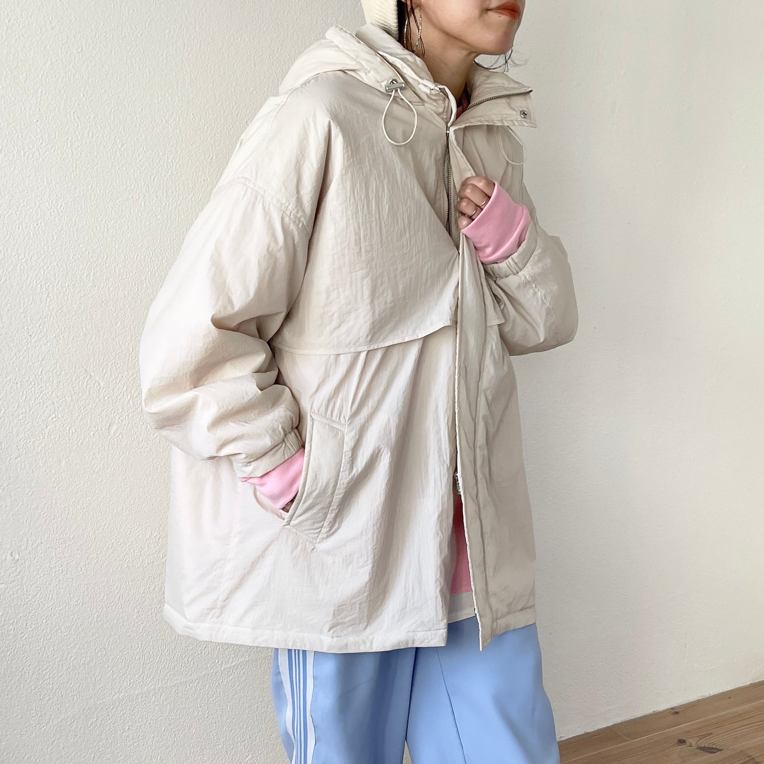 nylon foodie mods coat / ivory