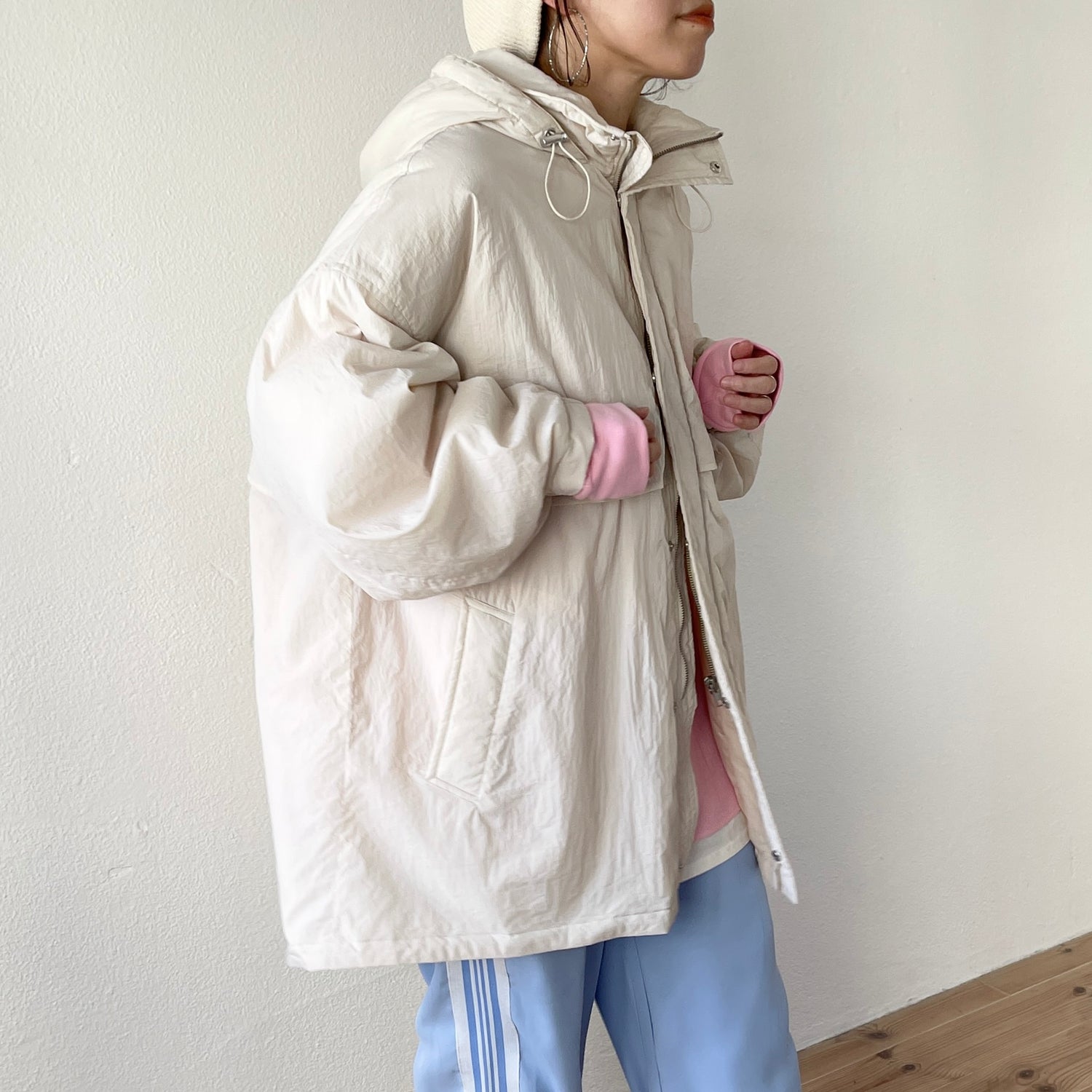 nylon foodie mods coat / ivory