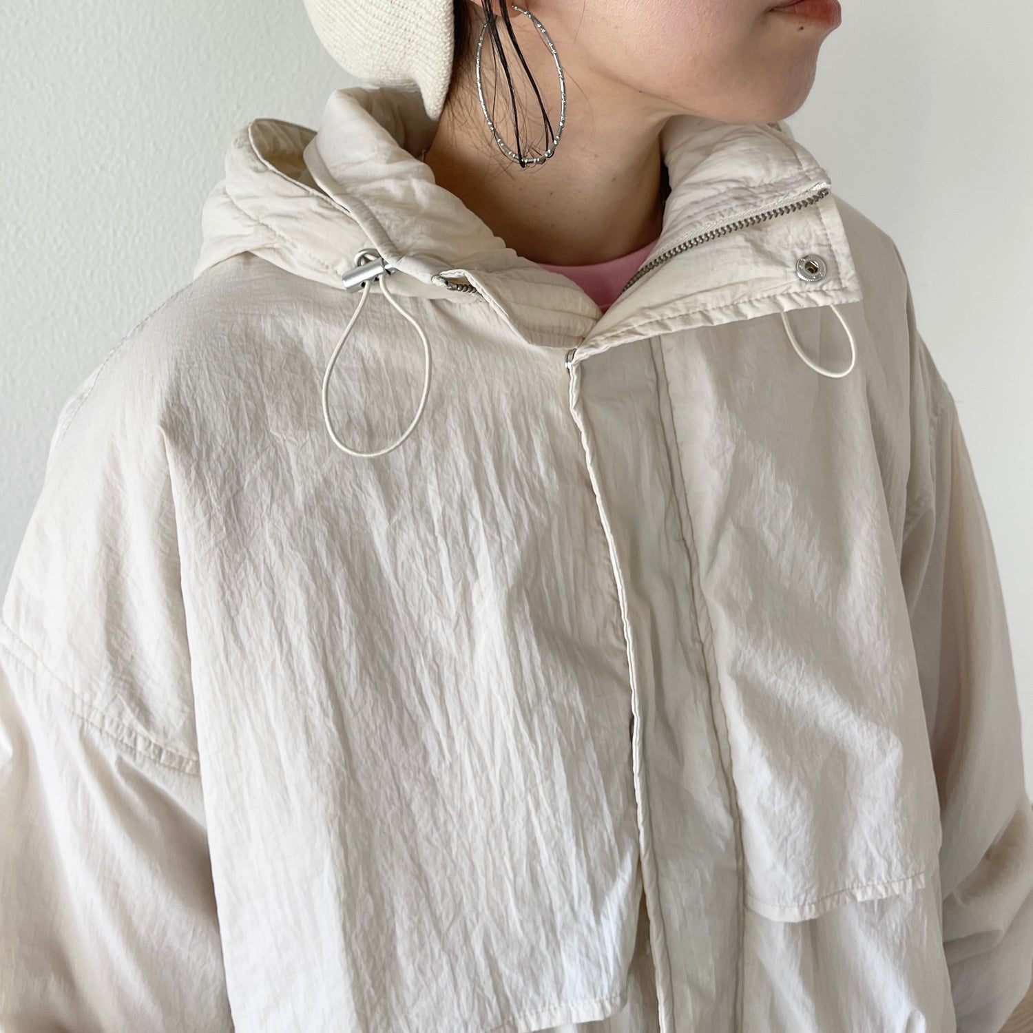 nylon foodie mods coat / ivory