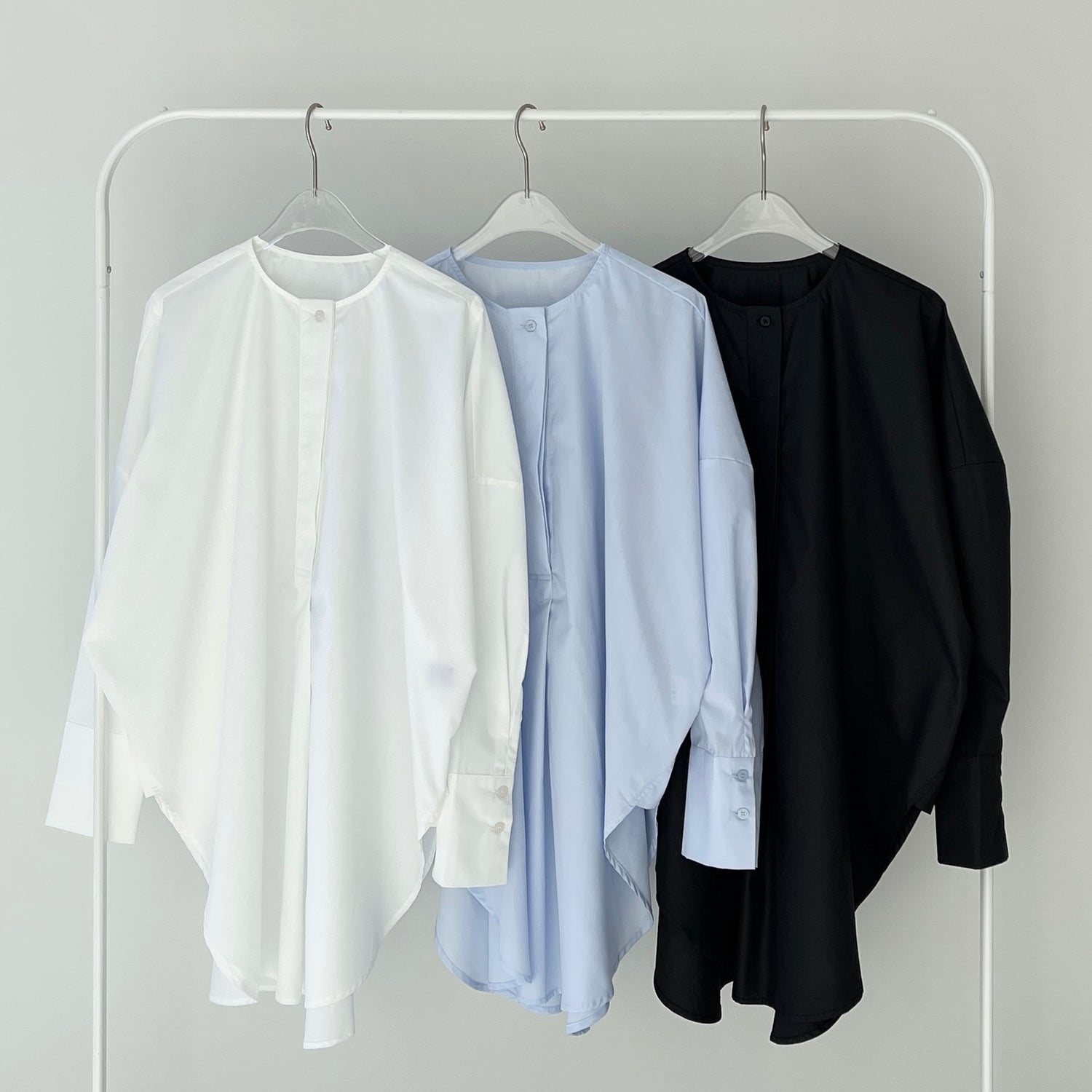 over size no collar mannish shirt / ivory