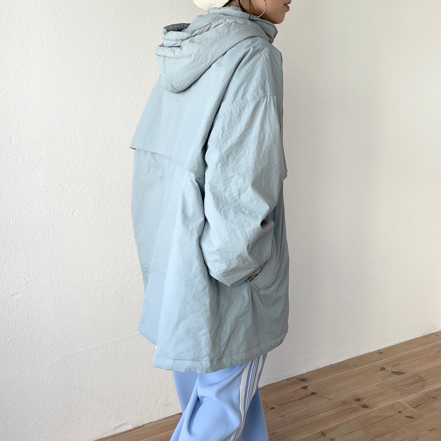 nylon foodie mods coat / blue gray