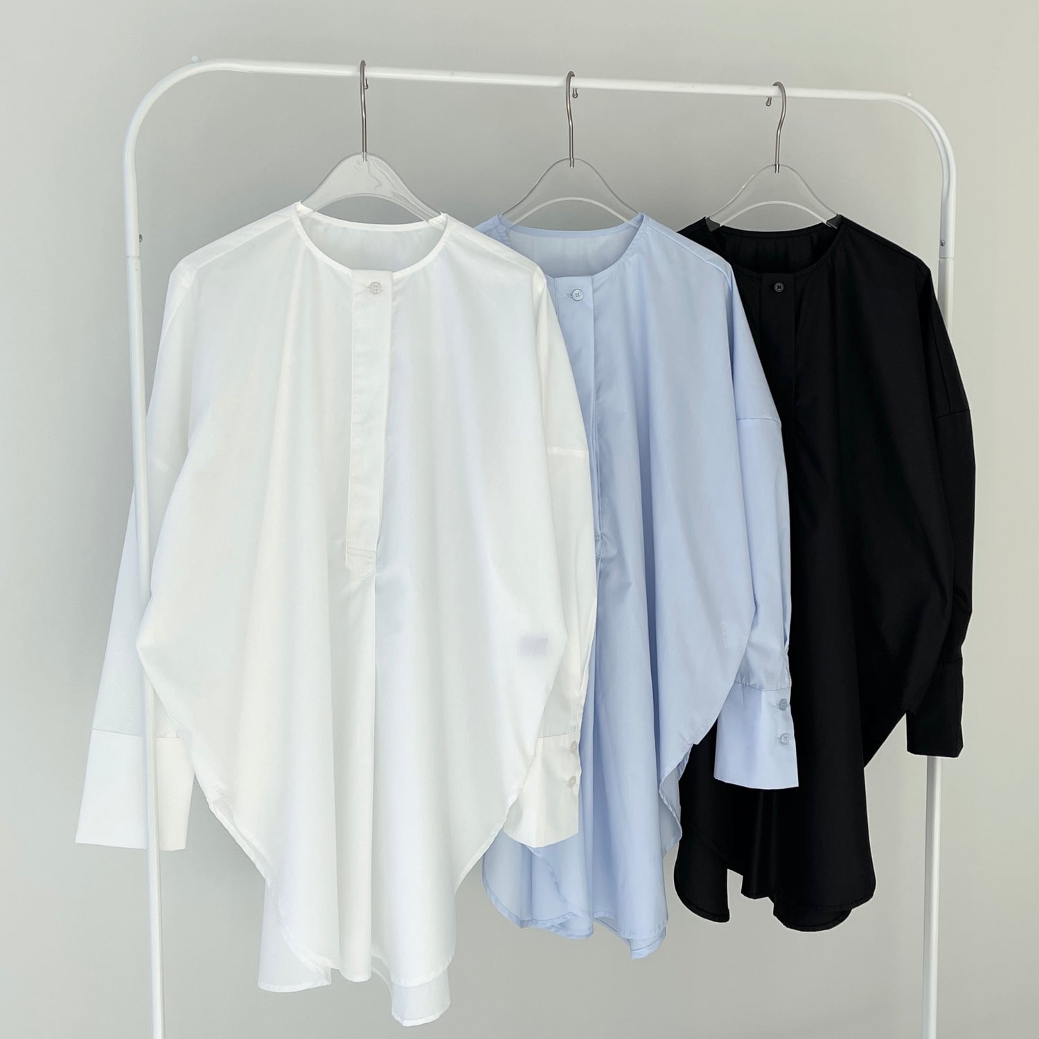 over size no collar mannish shirt / ivory
