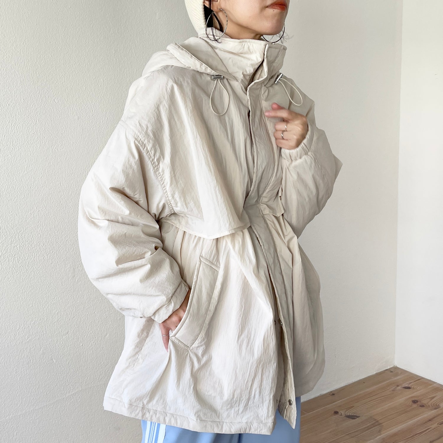 nylon foodie mods coat / ivory