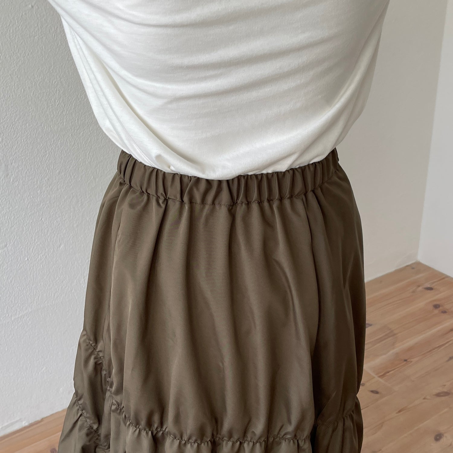 many many gather skirt / brown