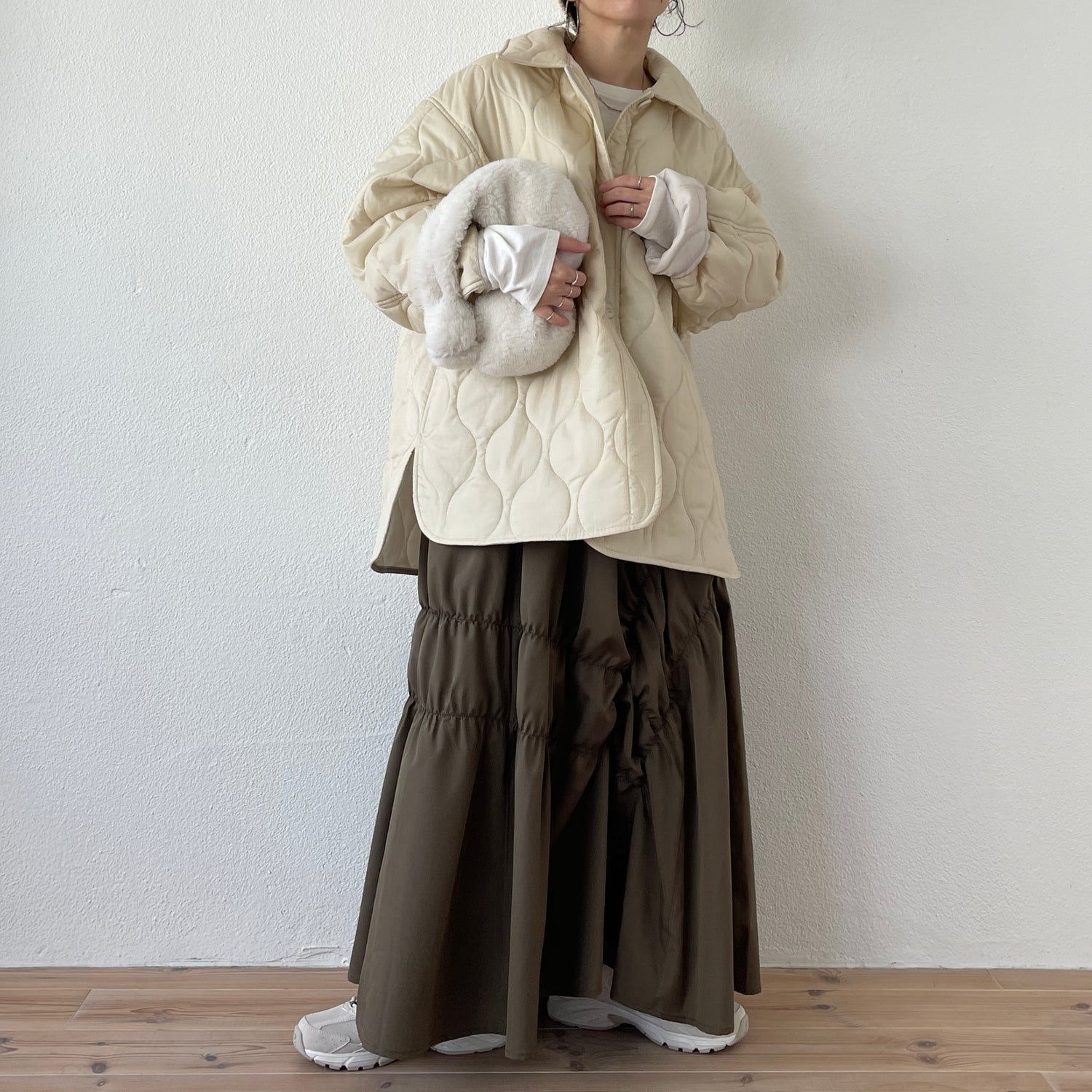 many many gather skirt / brown