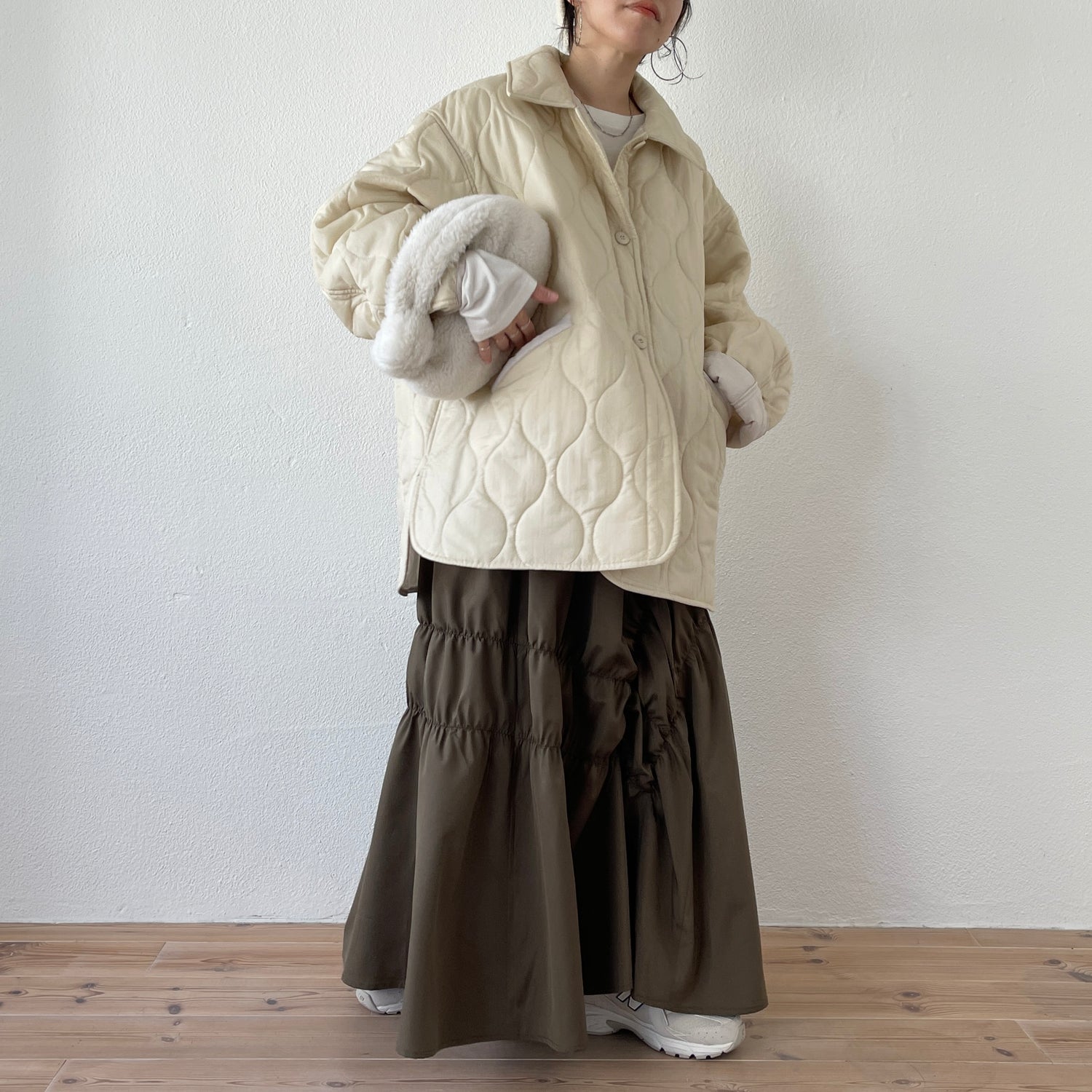 many many gather skirt / brown