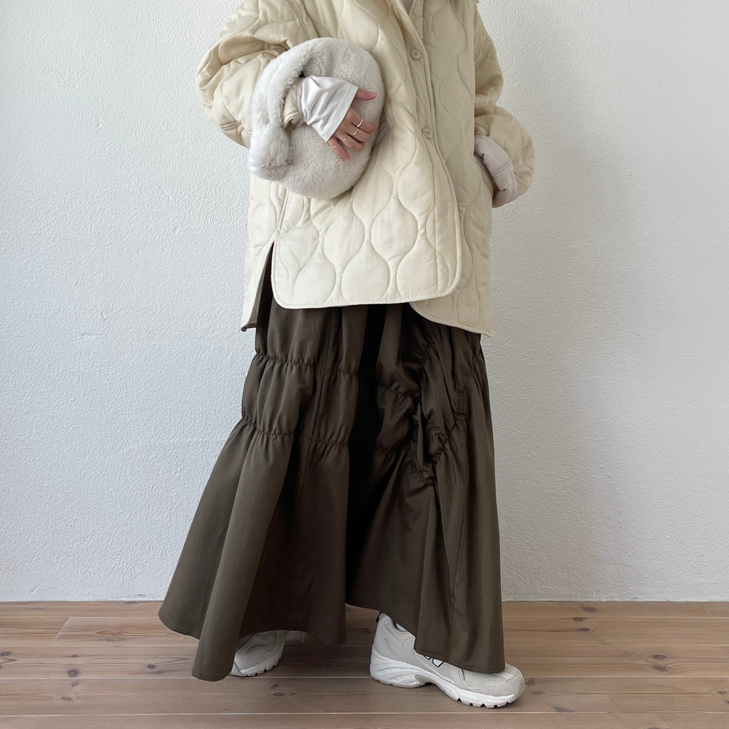 many many gather skirt / brown