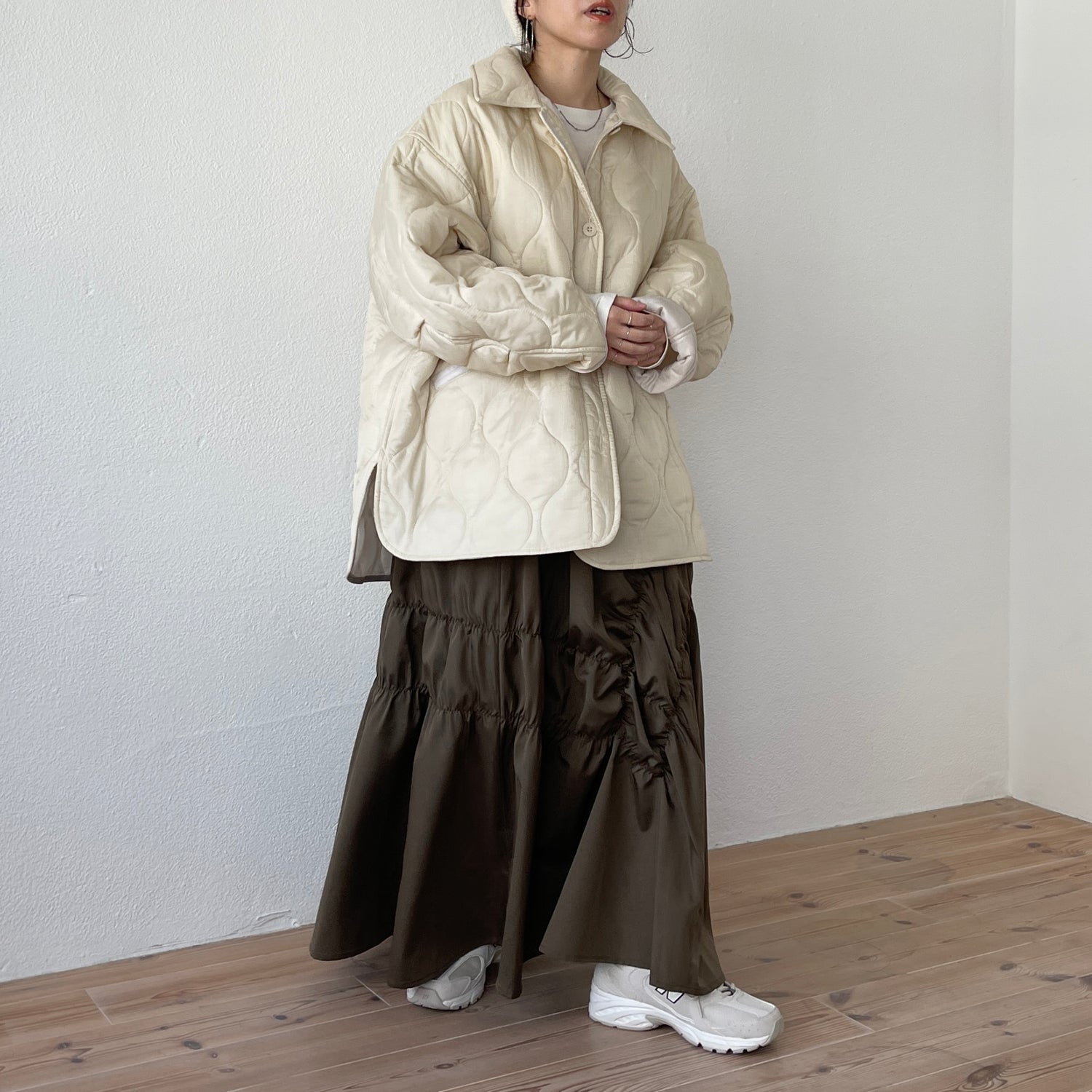 many many gather skirt / brown