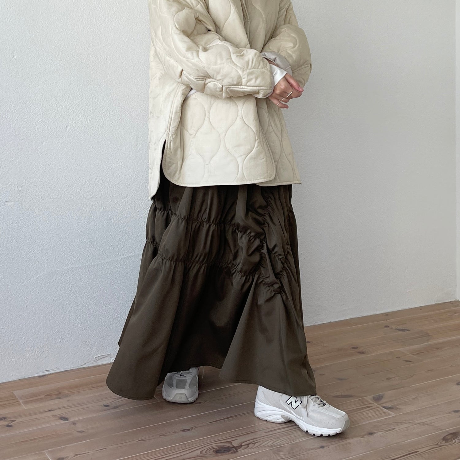 many many gather skirt / brown