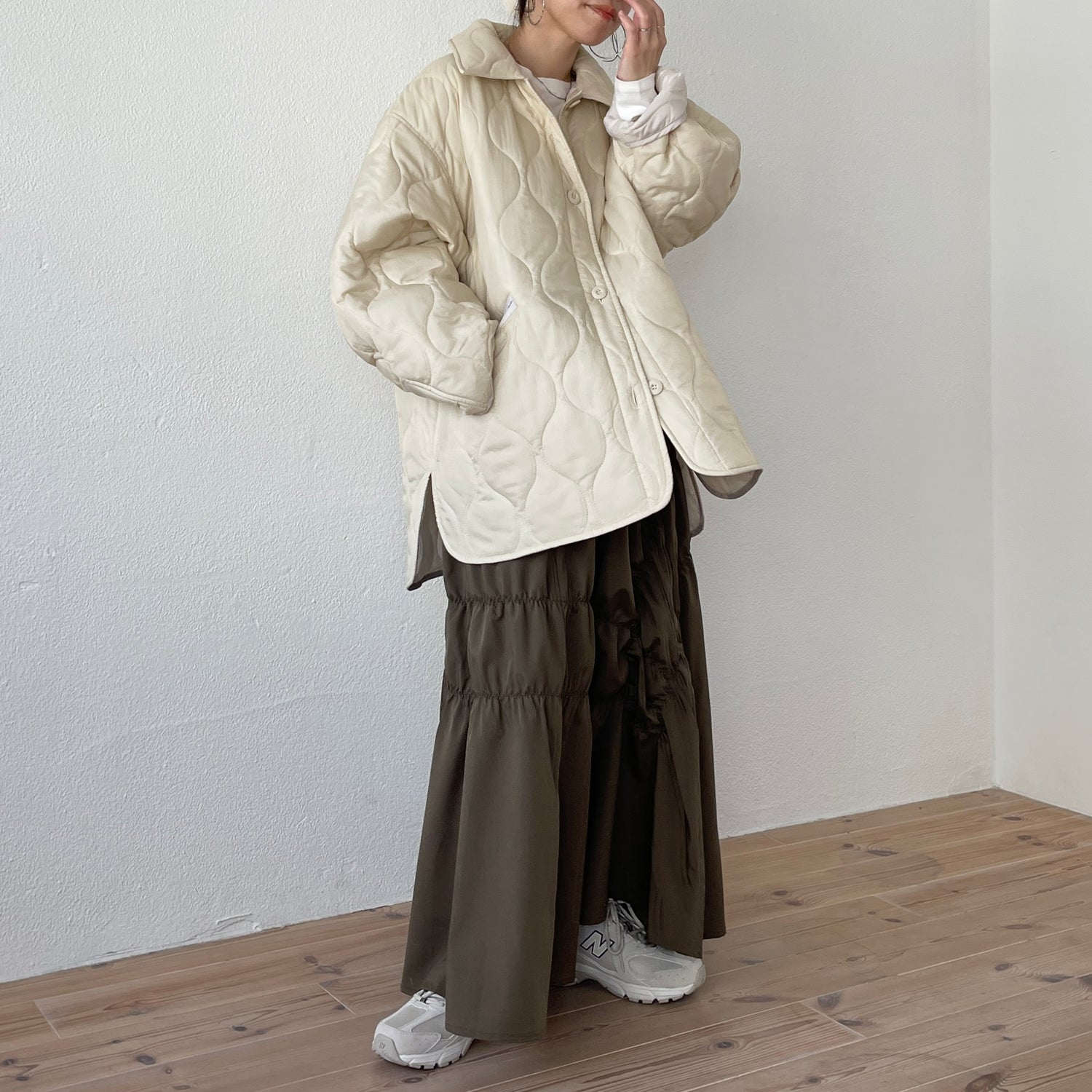 many many gather skirt / brown