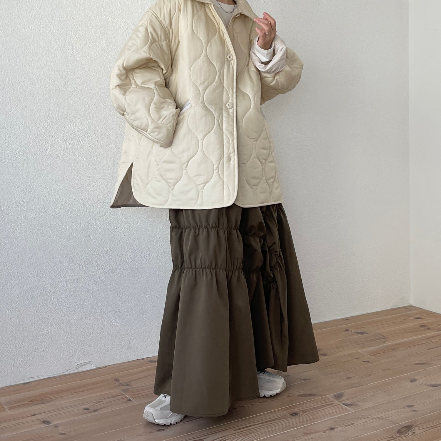many many gather skirt / brown