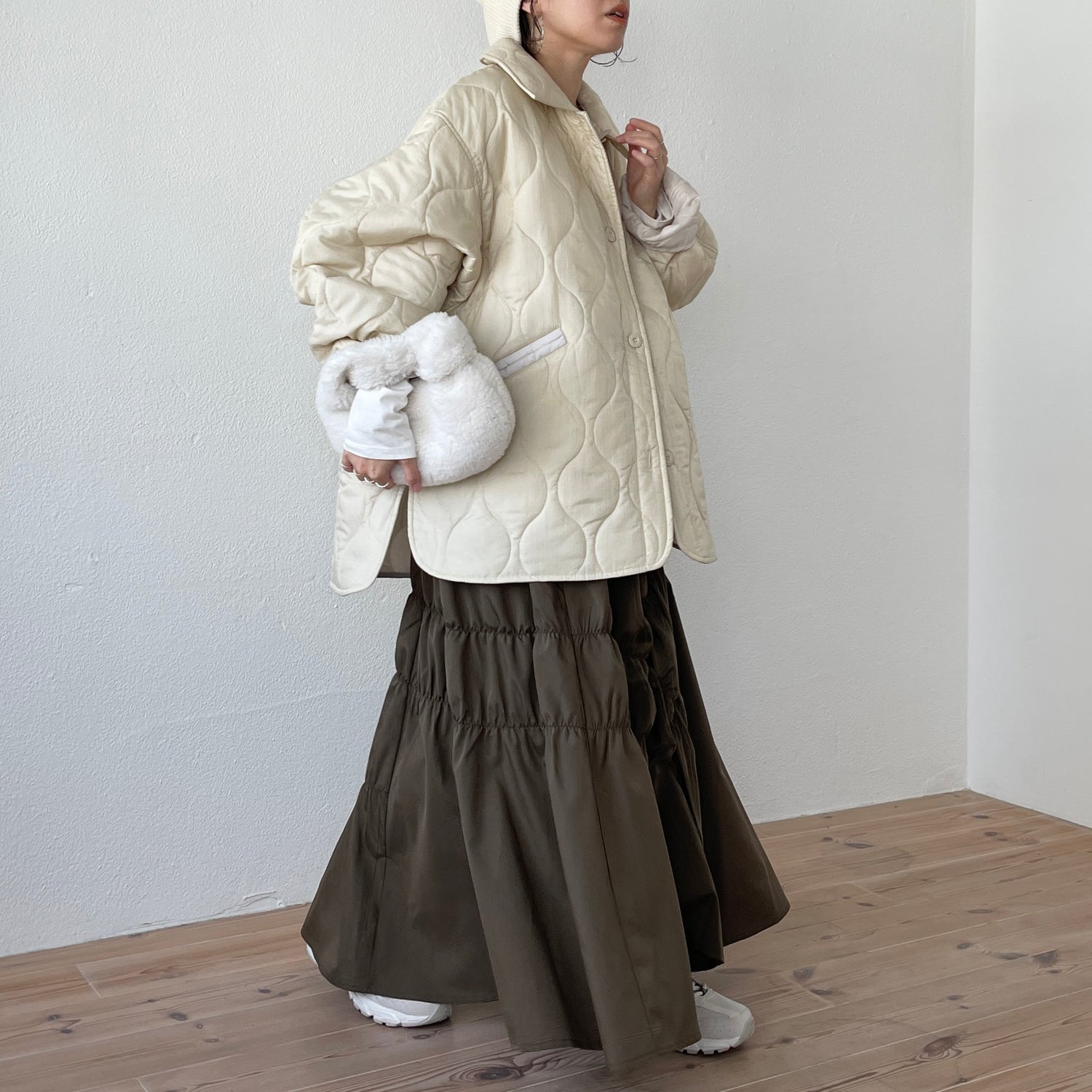 many many gather skirt / brown