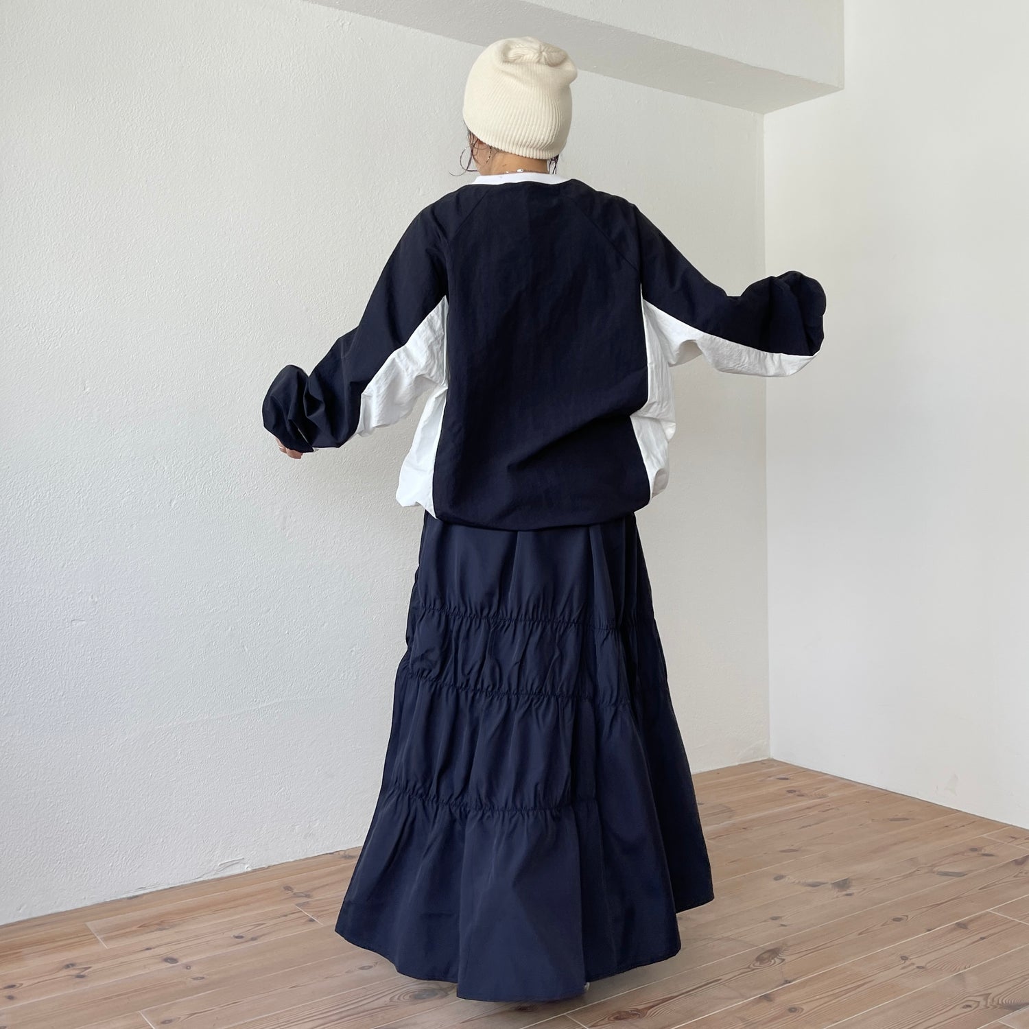 many many gather skirt / navy