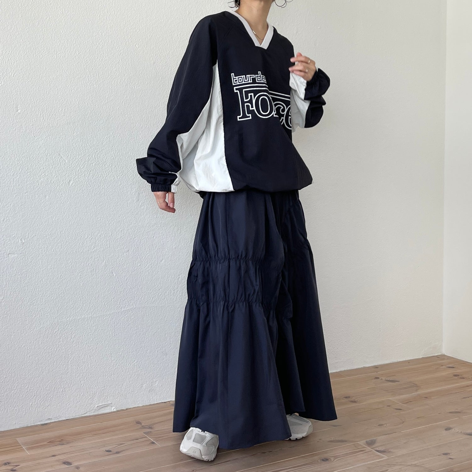 many many gather skirt / navy