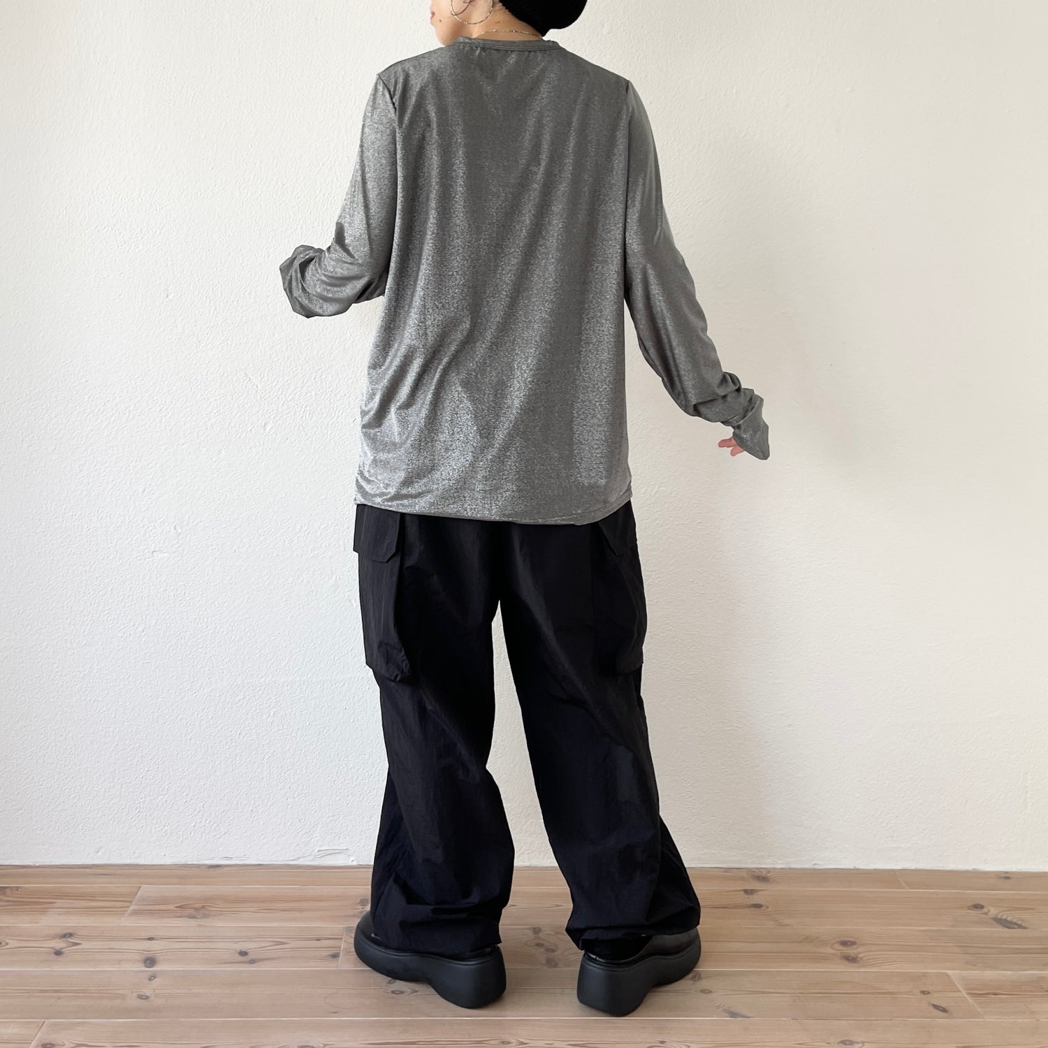 glitter disco long tee / black
