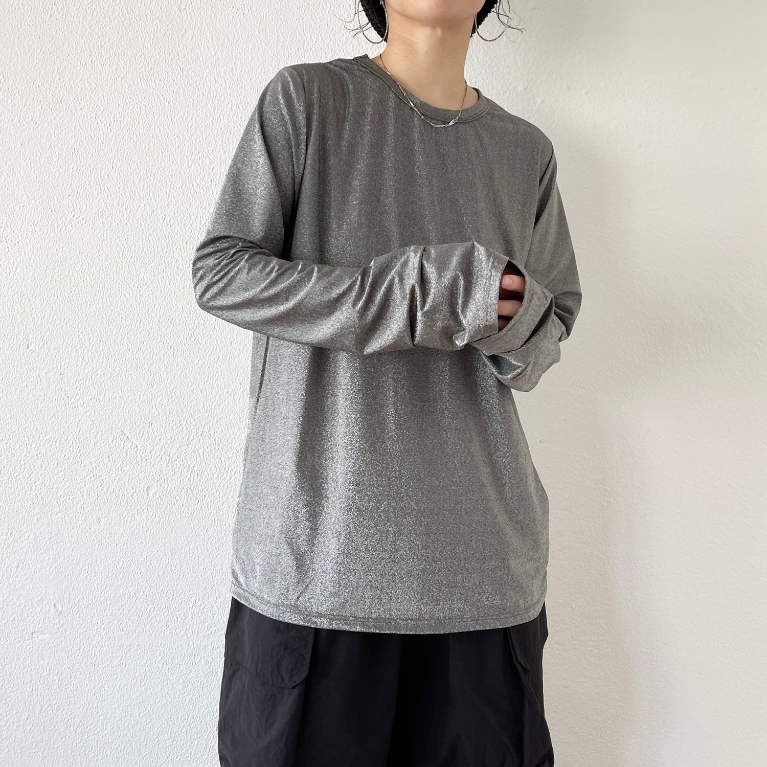 glitter disco long tee / black