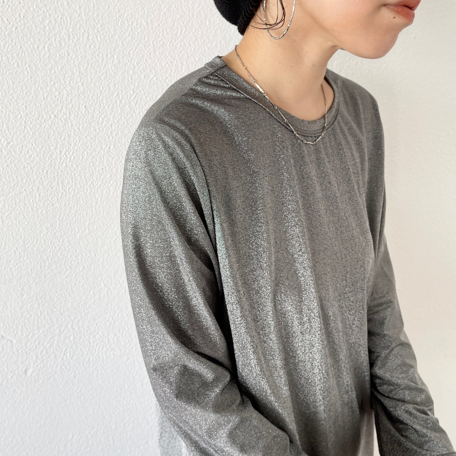 glitter disco long tee / black