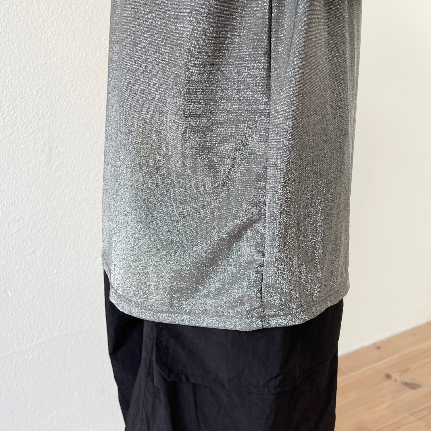 glitter disco long tee / black