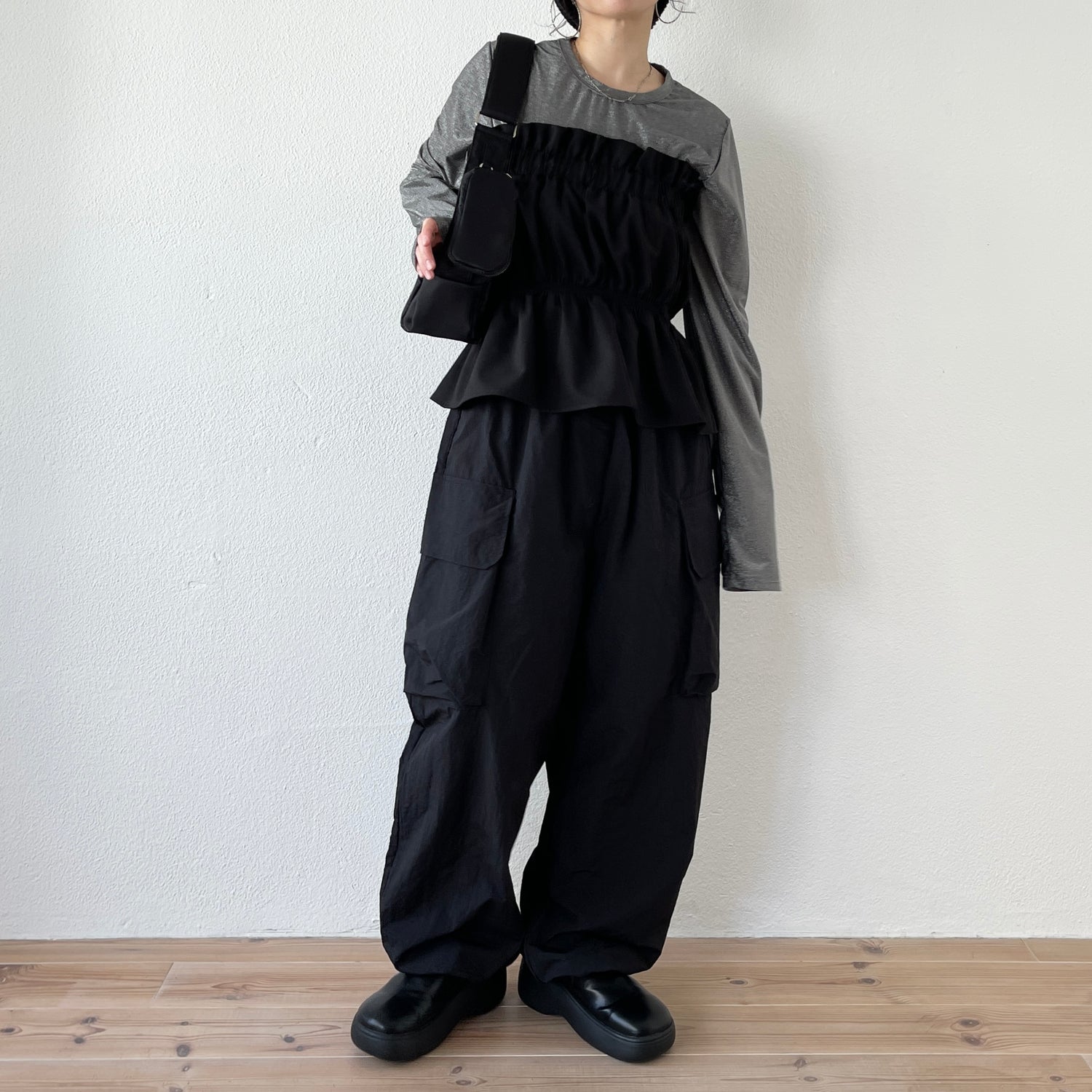 glitter disco long tee / black