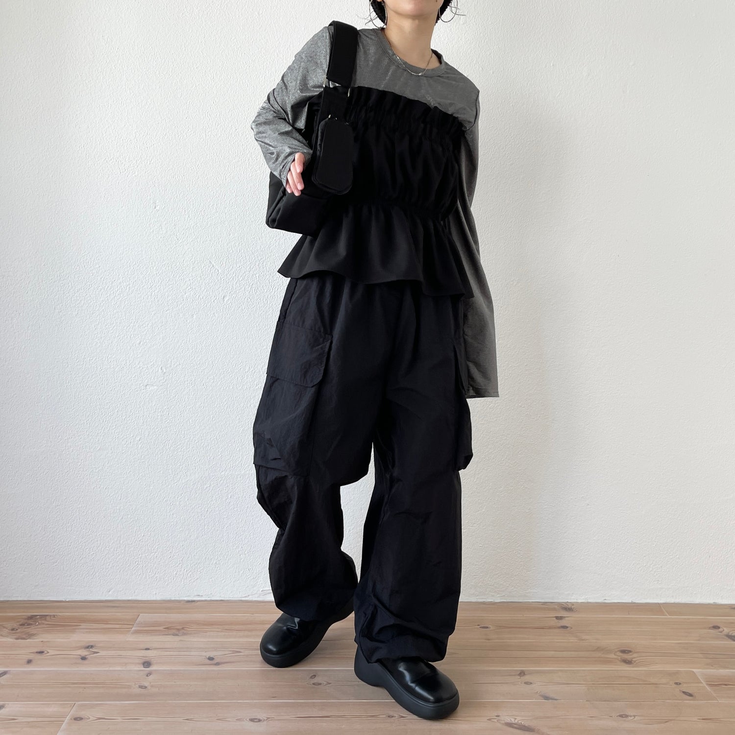 glitter disco long tee / black
