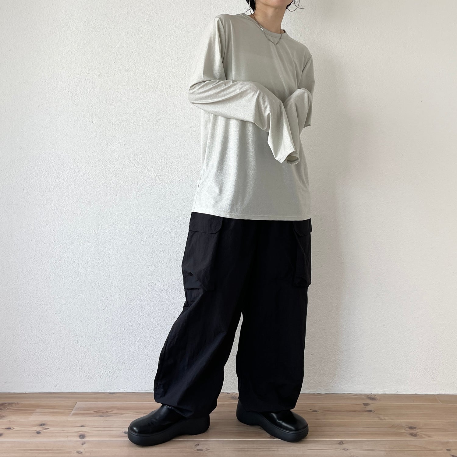 glitter disco long tee / silver