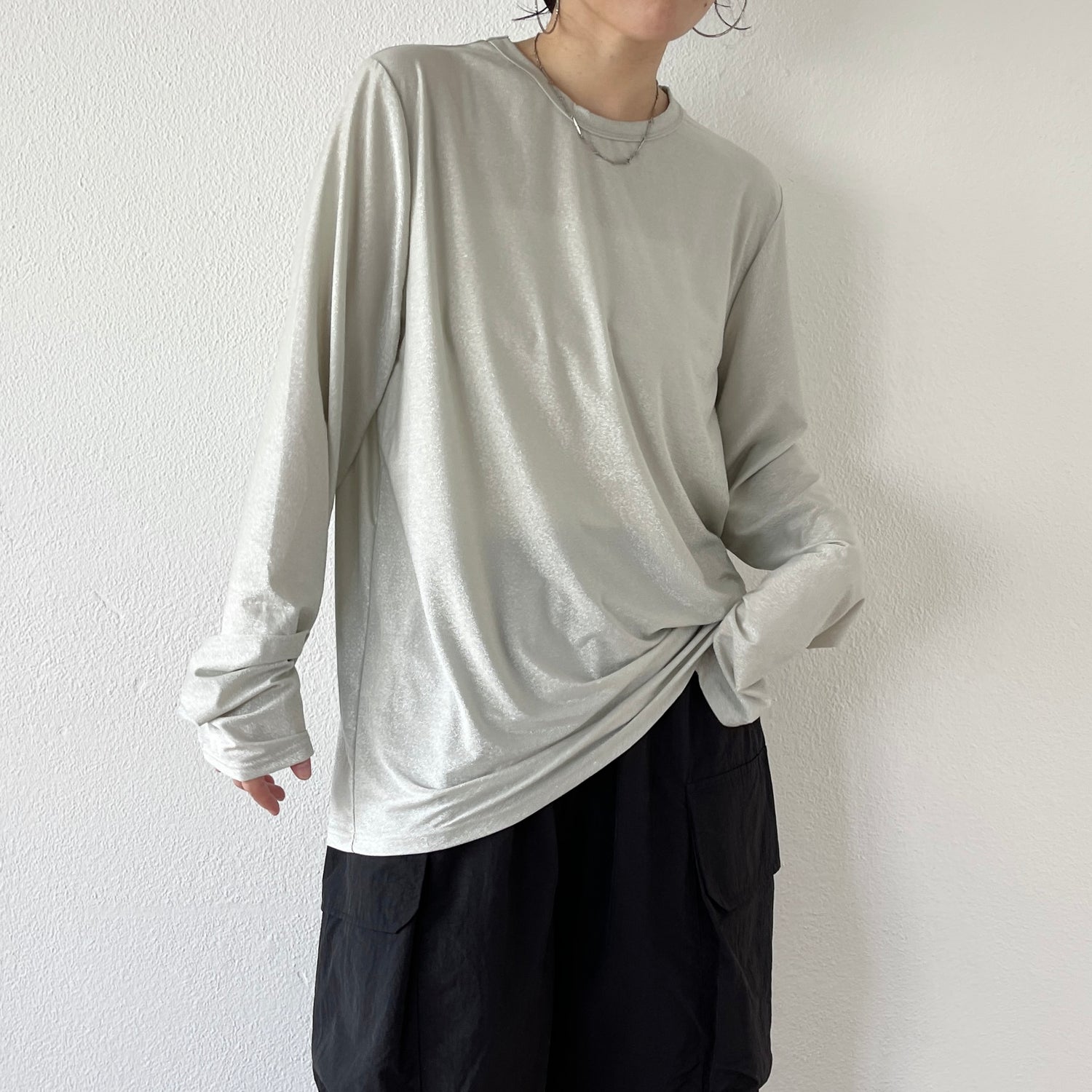 glitter disco long tee / silver