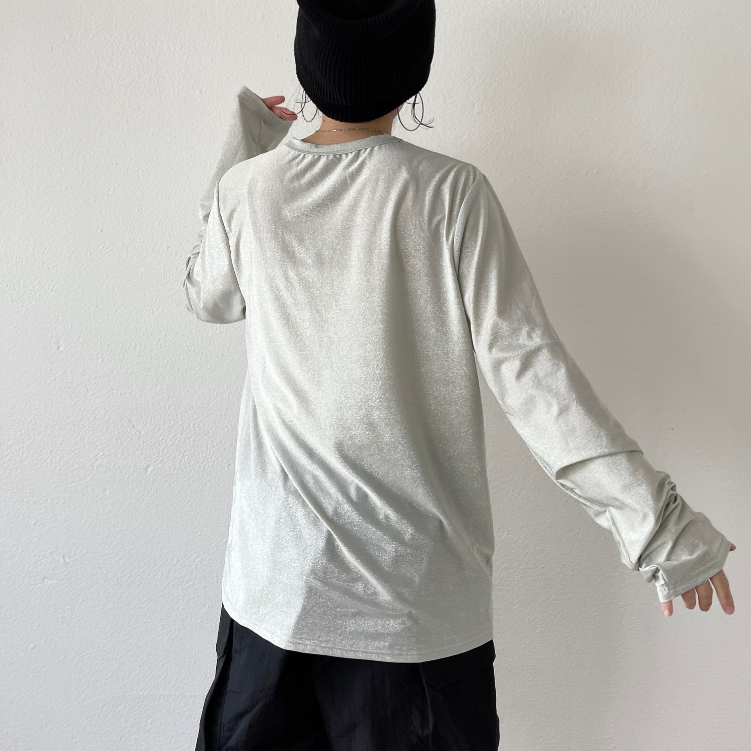 glitter disco long tee / silver