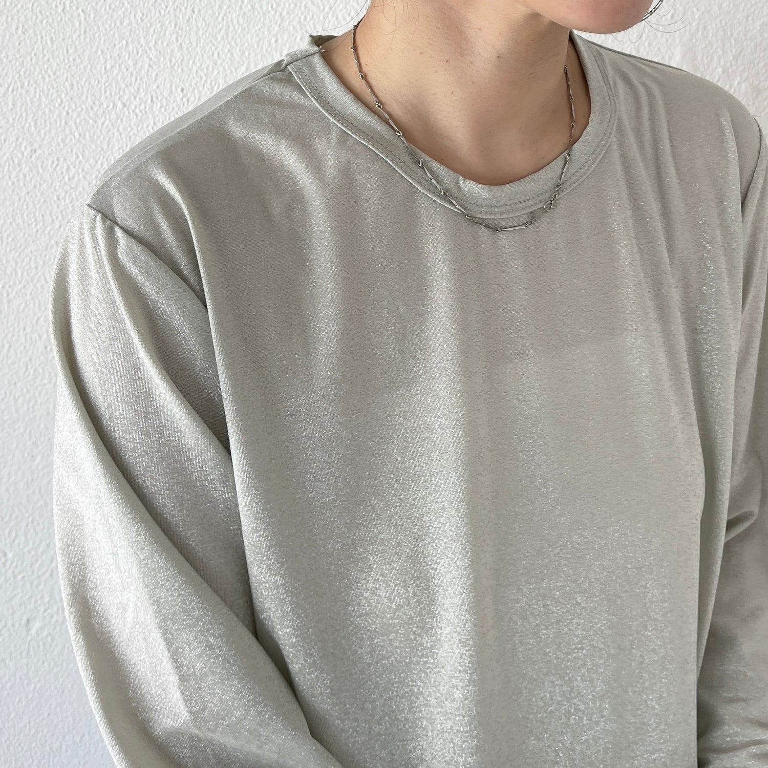 glitter disco long tee / silver