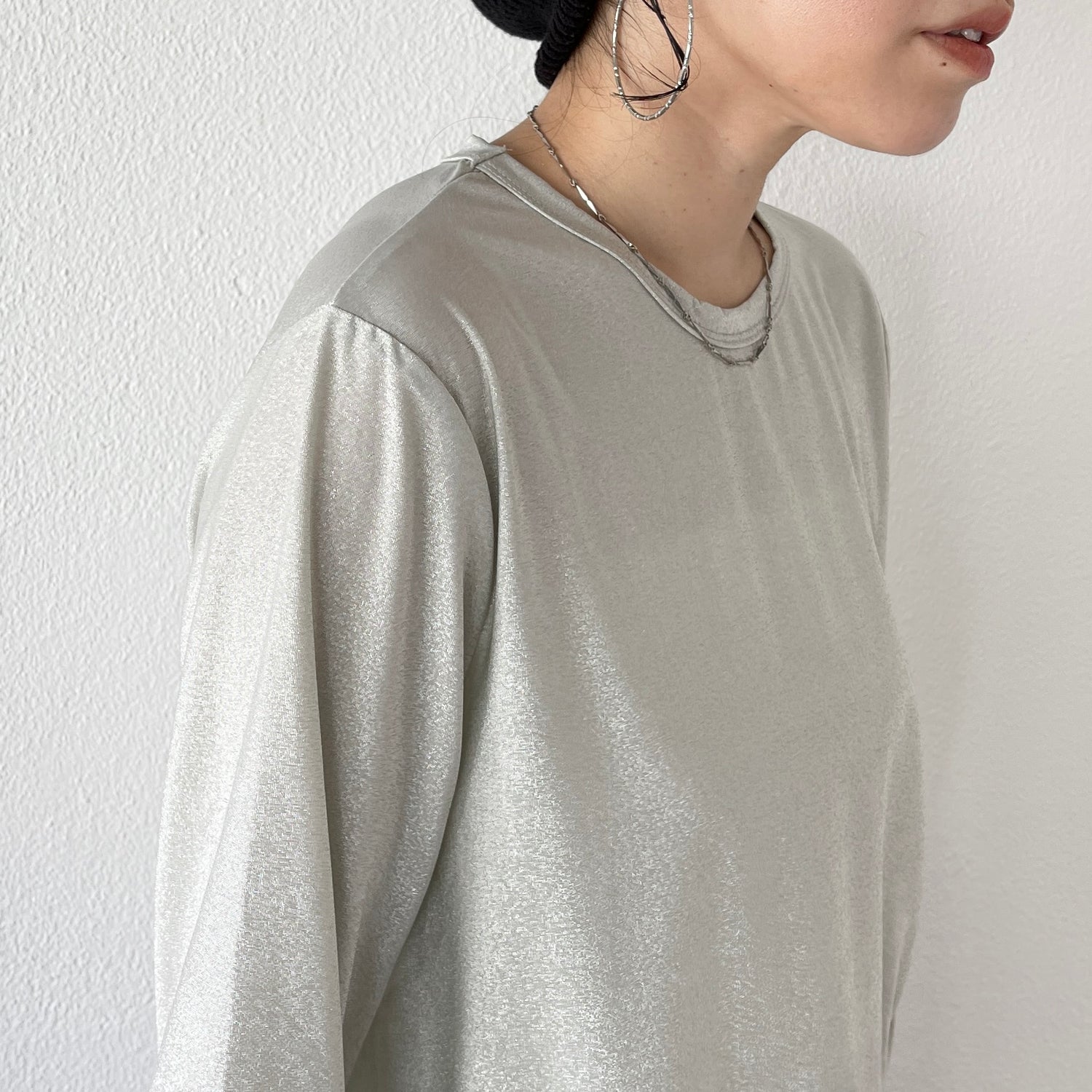 glitter disco long tee / silver
