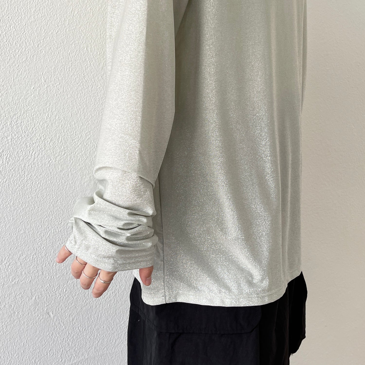 glitter disco long tee / silver