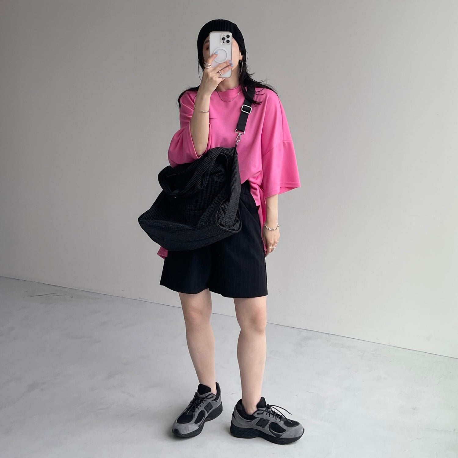2way big check bag / black
