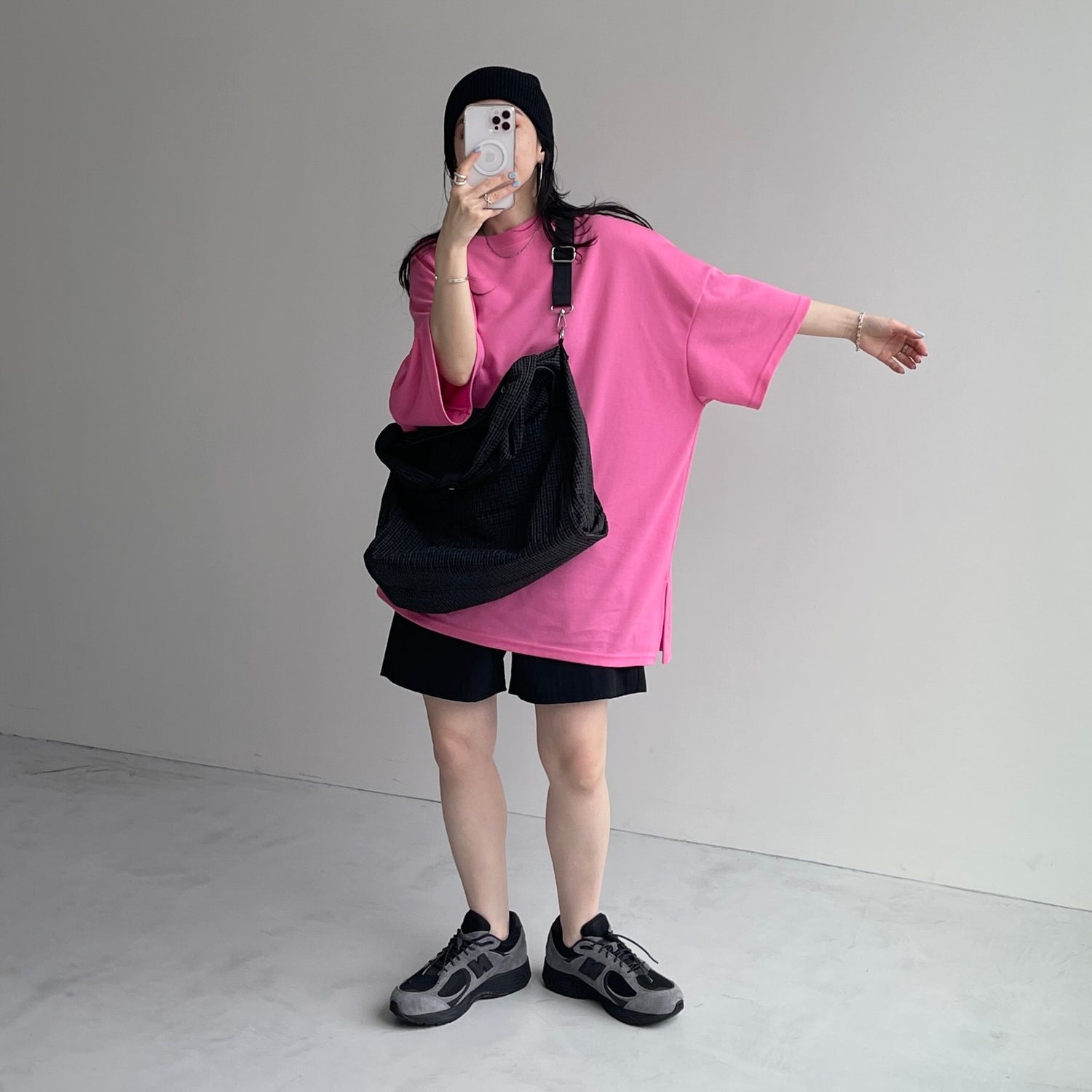 2way big check bag / black