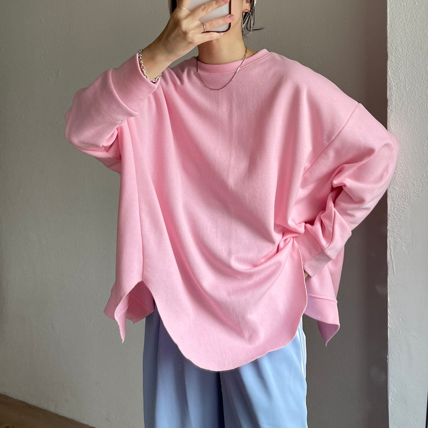 asymmetry design sweat / baby pink