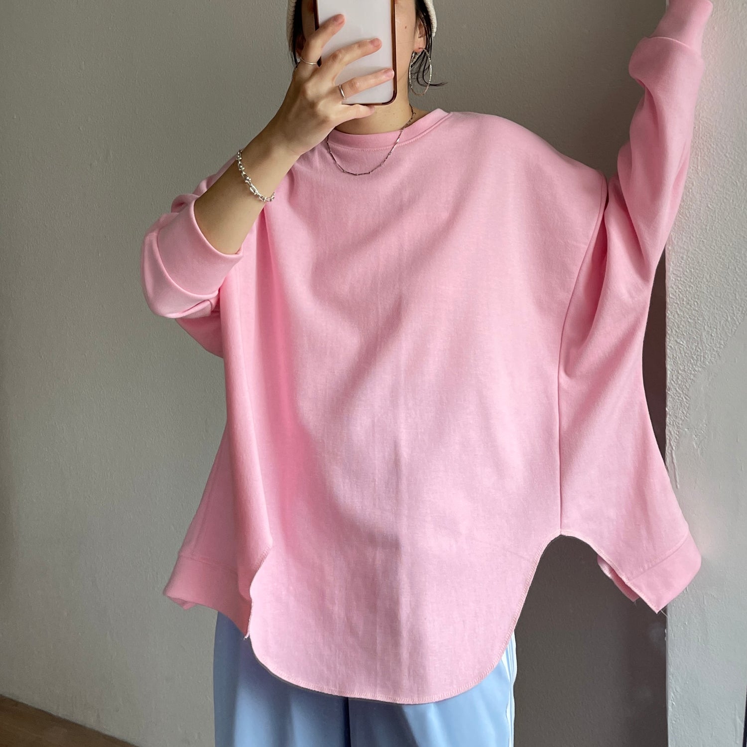 asymmetry design sweat / baby pink