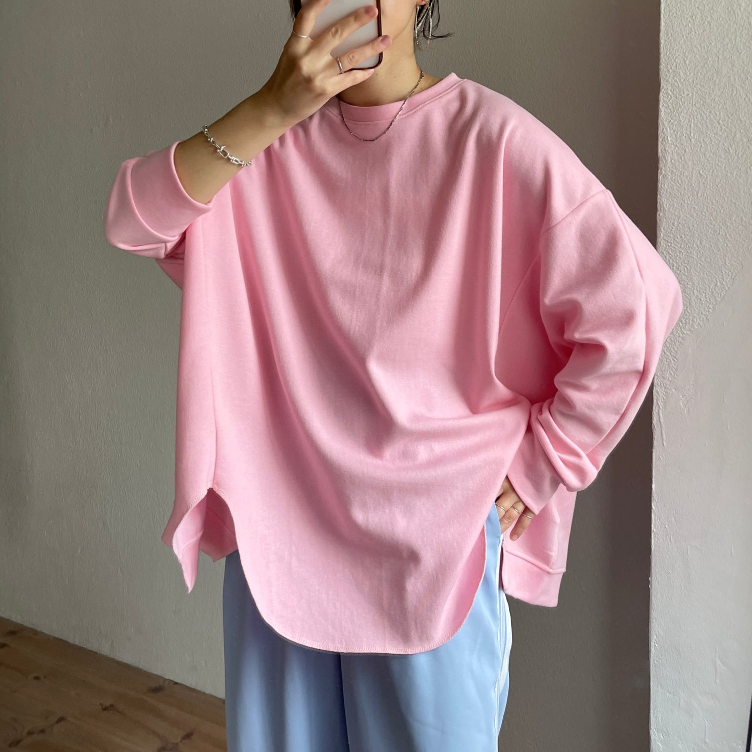 asymmetry design sweat / baby pink