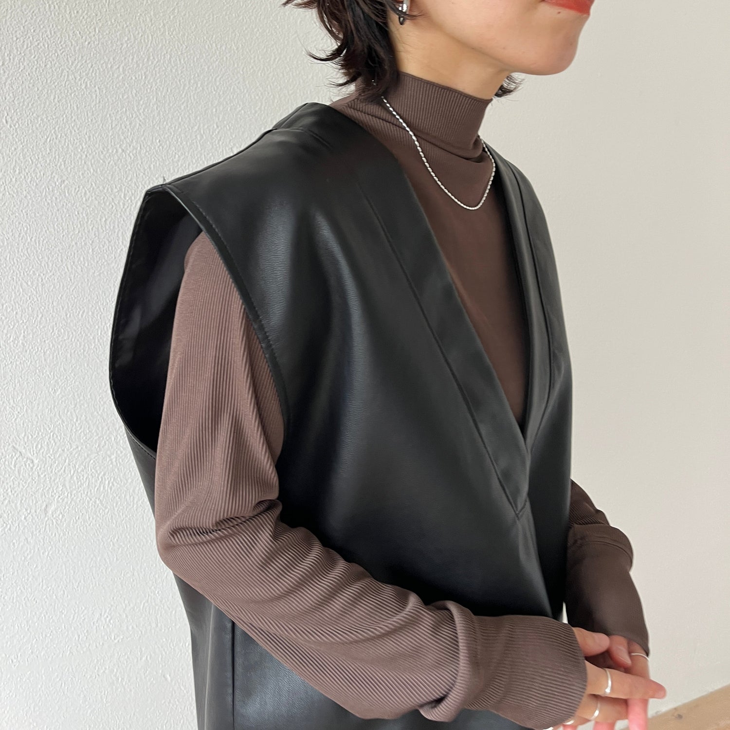 【SAMPLE】2way rib one piece / brown
