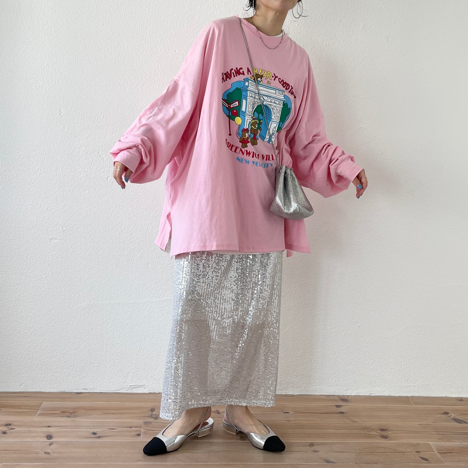 "GIRAGIRA" disco skirt / silver