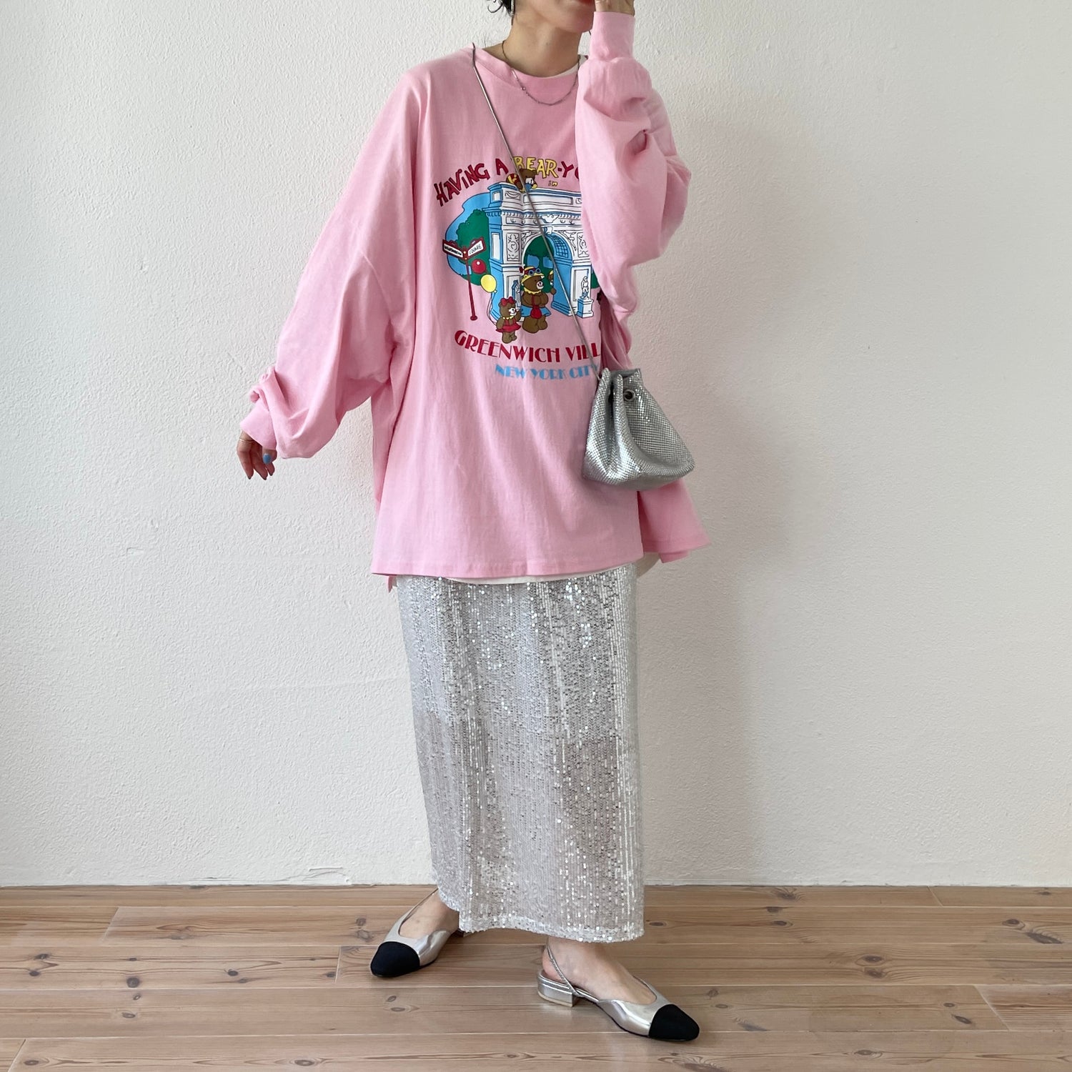 "GIRAGIRA" disco skirt / silver