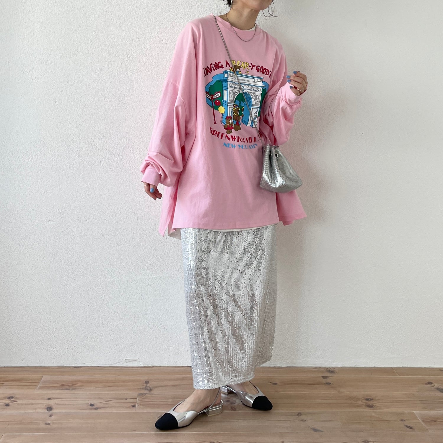 "GIRAGIRA" disco skirt / silver