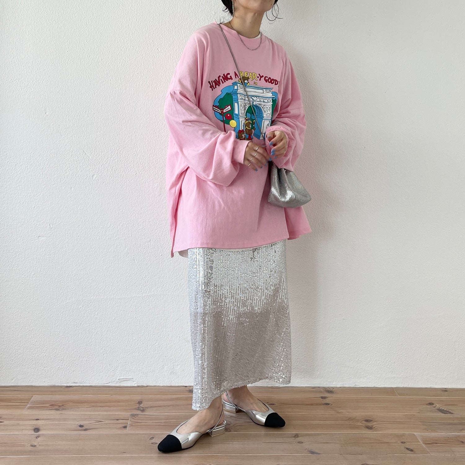 "GIRAGIRA" disco skirt / silver