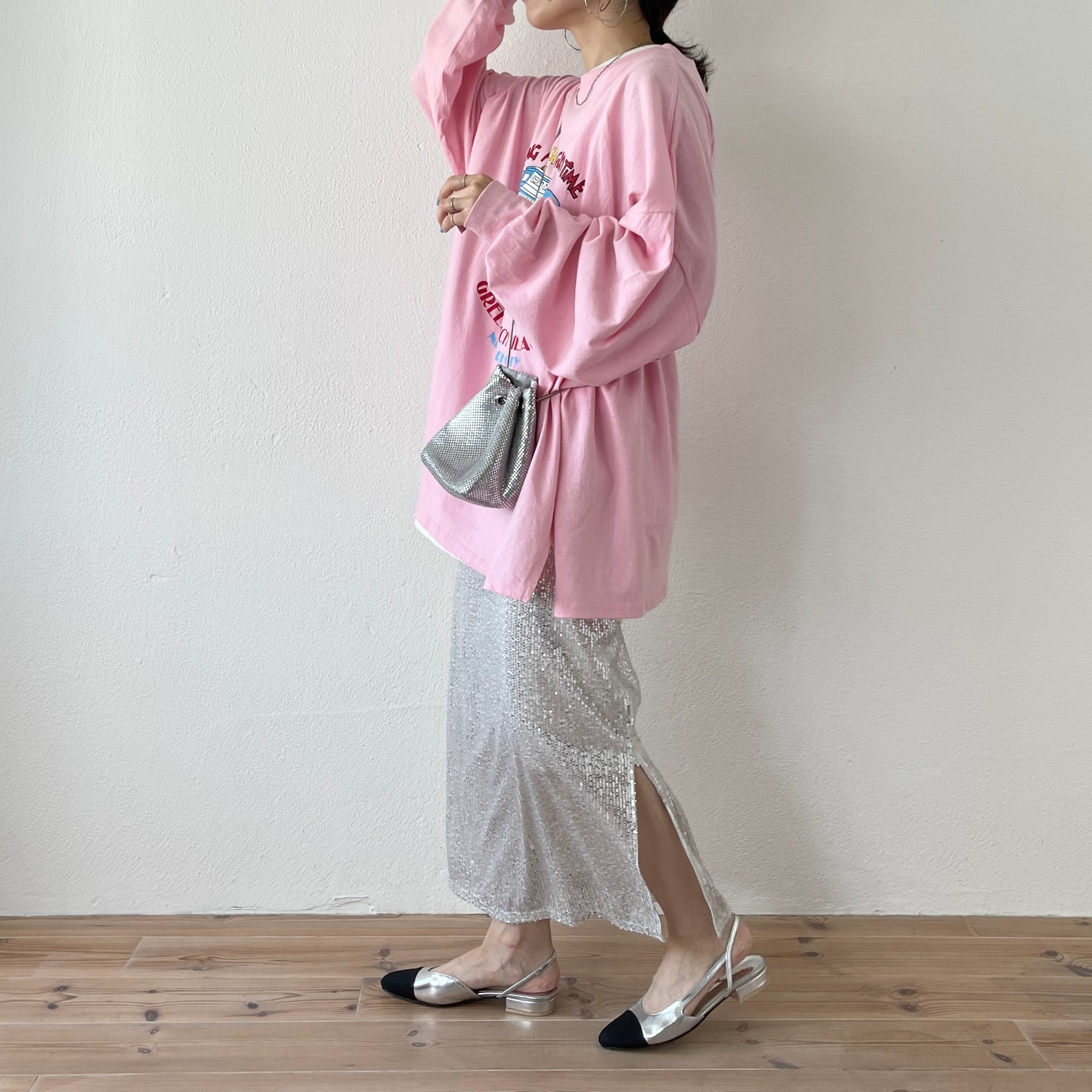 "GIRAGIRA" disco skirt / silver