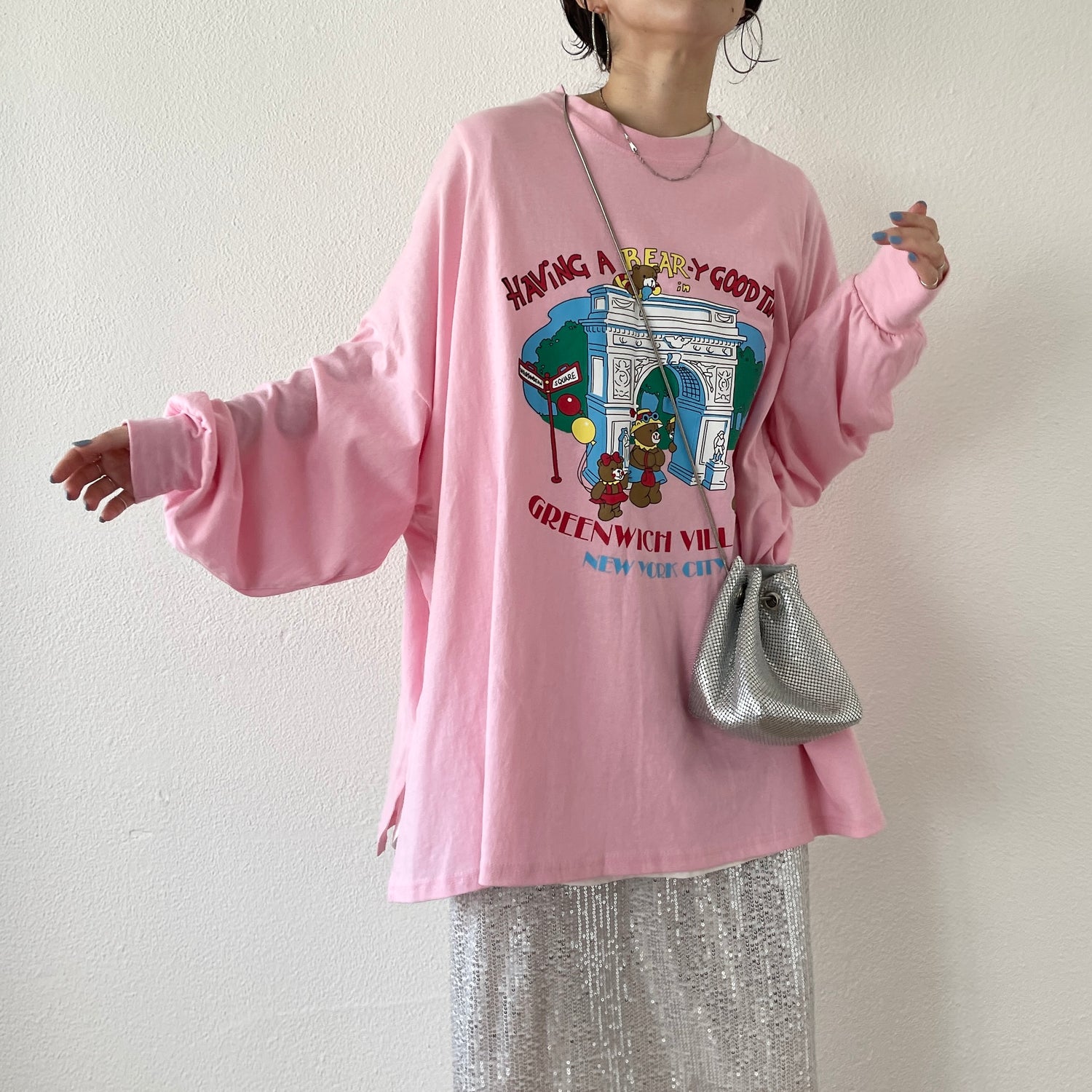 vintage like bear tee / pink