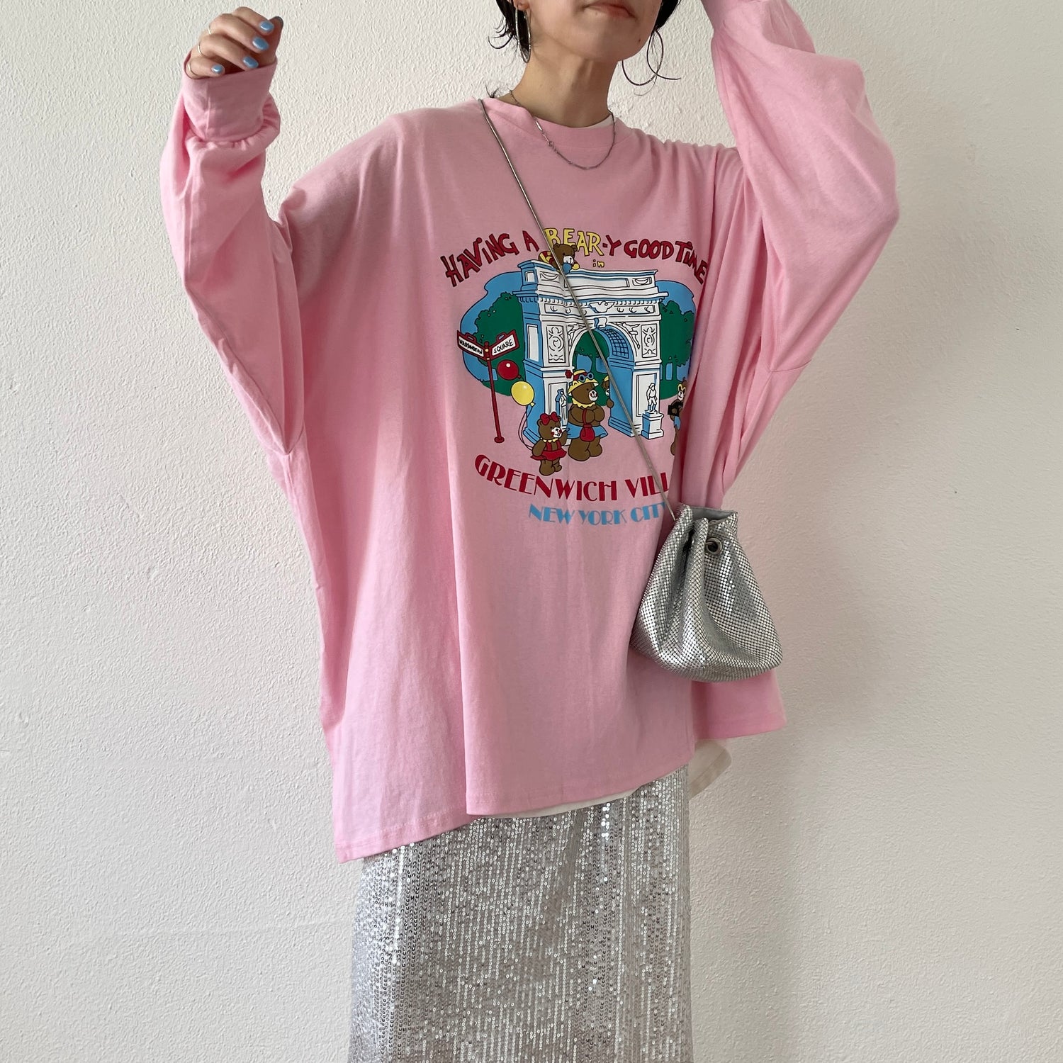 vintage like bear tee / pink