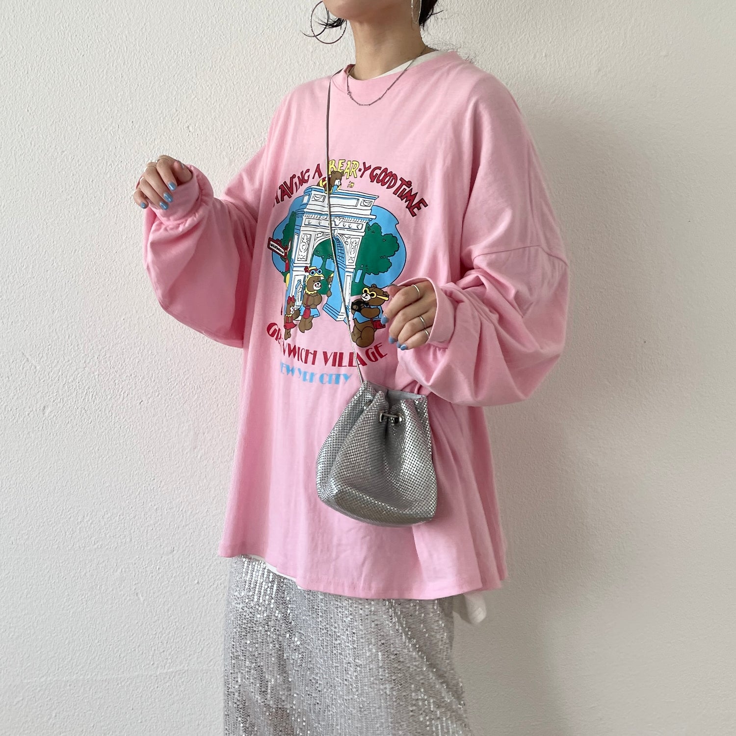 vintage like bear tee / pink