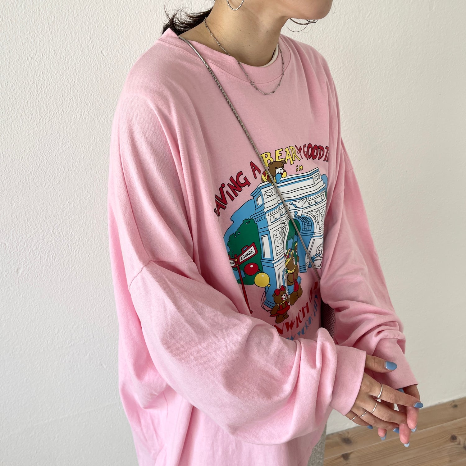 vintage like bear tee / pink