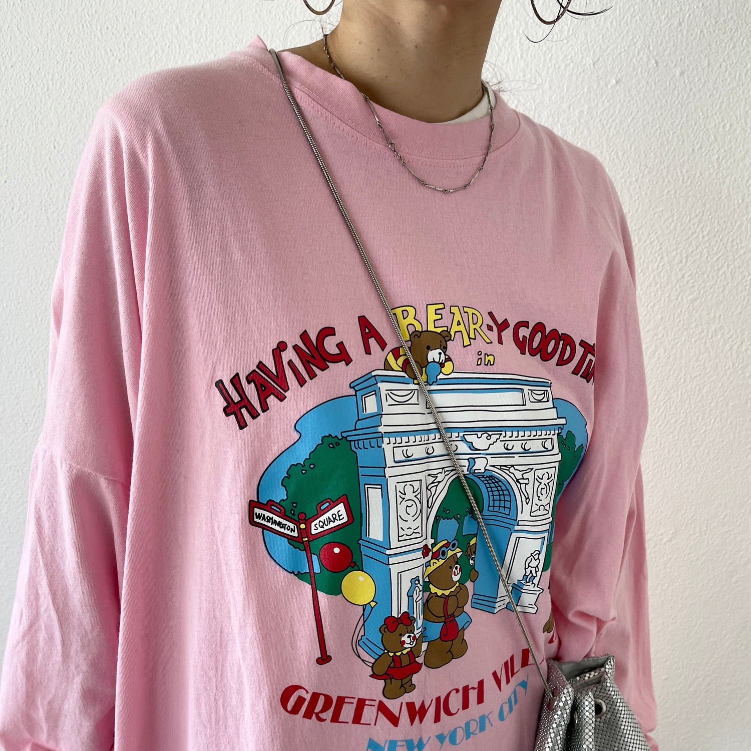 vintage like bear tee / pink
