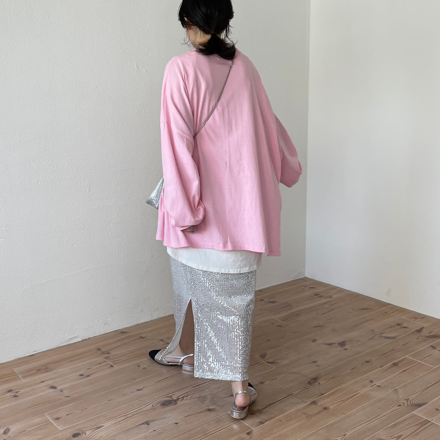 "GIRAGIRA" disco skirt / silver